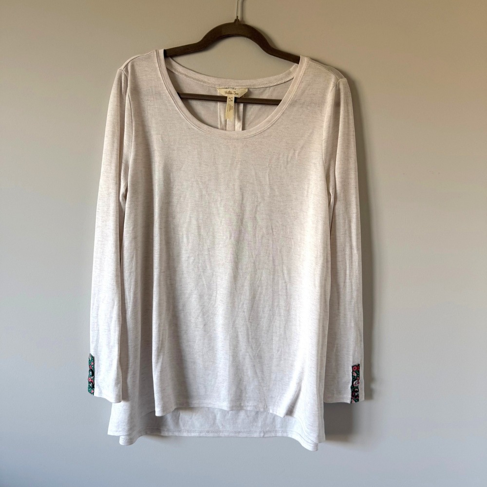 Matilda Jane Womens Cream Floral‎ Cuff Modal Blend Long Sleeve Tunic Top Large